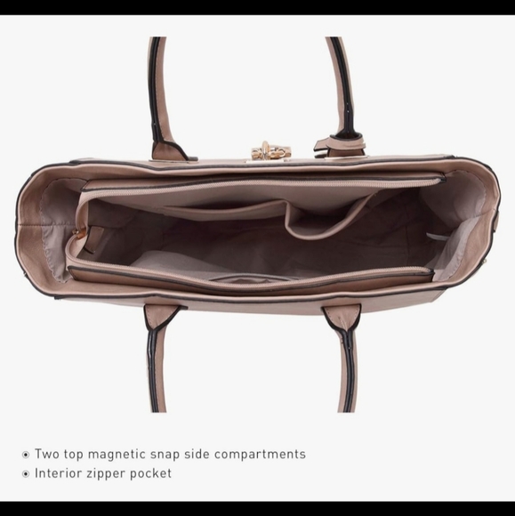 New Beige Nude Office School Laptop Computer Crossbody Handbag Purse Bag - Picture 6 of 15